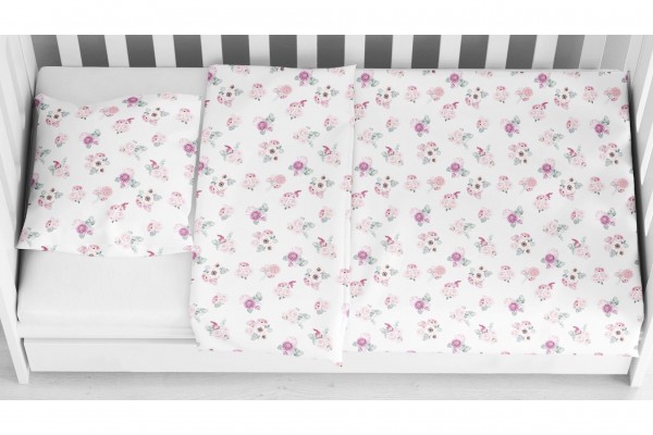 Bambus - kołderka PINK ROSES biała