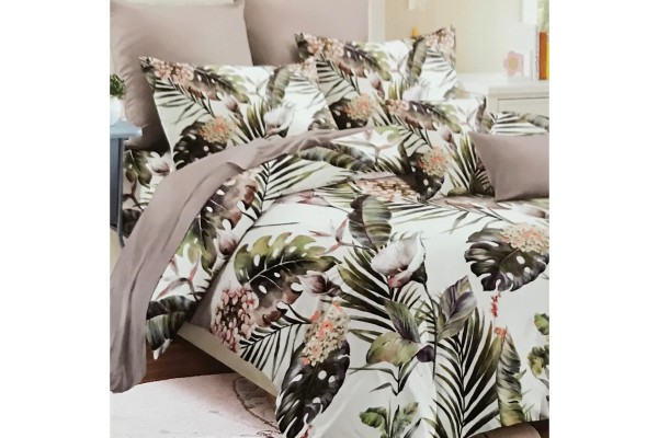POŚCIEL 200x220 SATYNA  100% liście<br> HI-MICROFIBER