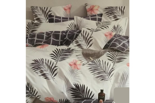 KOMPLET POŚCIELI 160x200 liście<br> SATYNA BAWEŁNIANA 100%